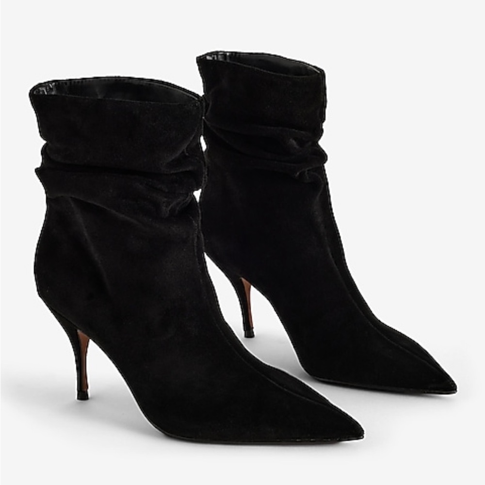NWT Express black suede ankle boots in box